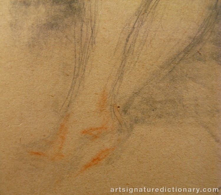 Close-up details showing Anders ZORN signature forgery characteristics