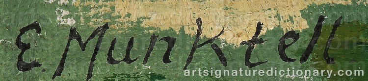 Authentic signature by Elsa MUNKTELL-KYLBERG on  artwork