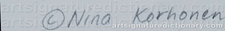 Authentic signature by Nina KORHONEN on  artwork