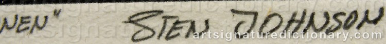 Authentic signature by Sten JOHNSON on  artwork