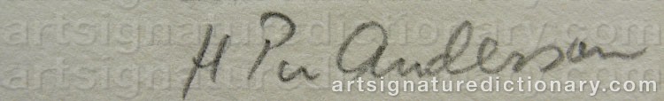 Authentic signature by H. Per ANDERSON on  artwork