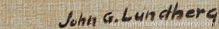 Authentic signature by John G. LUNDBERG on  artwork