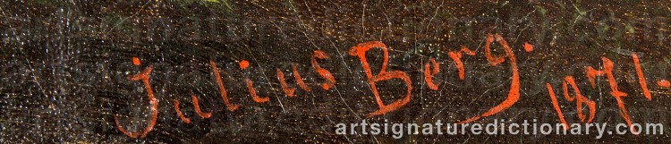 Authentic signature by Adolf Julius BERG on Painting/Watercolour artwork