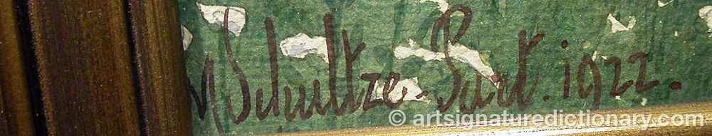 Authentic signature by Max SCHULTZE on  artwork