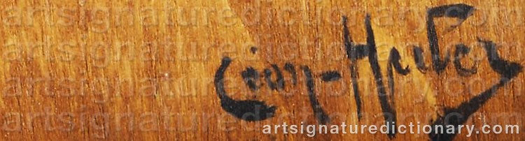 Authentic signature by Léon Charles HUBER on  artwork
