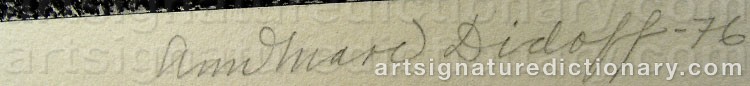 Authentic signature by Ann-Marie DIDOFF on  artwork