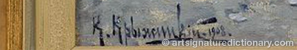 Authentic signature by Konstantin Yakovlevich KRYZHITSKY on  artwork