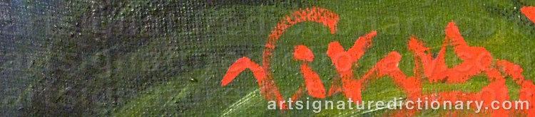 Authentic signature by Lucie LAGERBIELKE on artwork