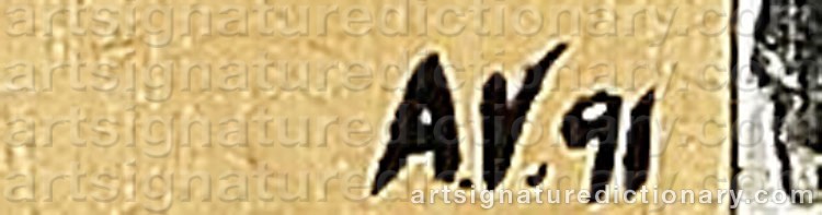Authentic signature by Anne VISBØLL on Painting/Watercolour artwork