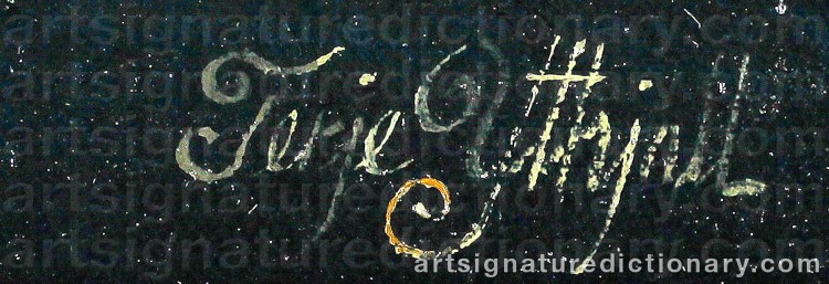Authentic signature by Terje YTHJALL on artwork