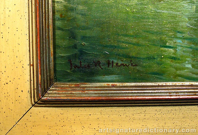 Close-up details showing Jules René HERVÉ signature forgery characteristics