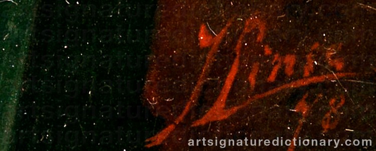 Authentic signature by Johannes LINSE on  artwork