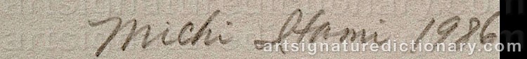Authentic signature by Michi ITAMI on  artwork