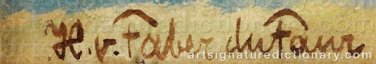 Authentic signature by Hans Von FABER DU FAUR on artwork