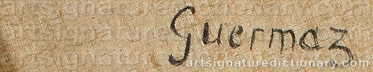 Authentic signature by Abdelkader GUERMAZ on artwork