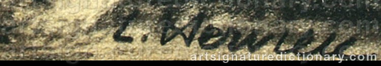 Authentic signature by Louise Jeanne Aimée HERVIEU on artwork