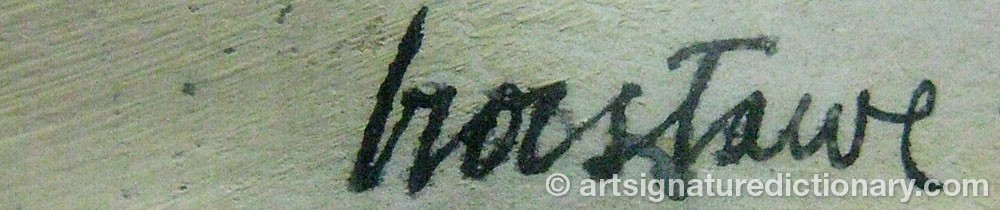 Authentic signature by Bror STAWE on  artwork