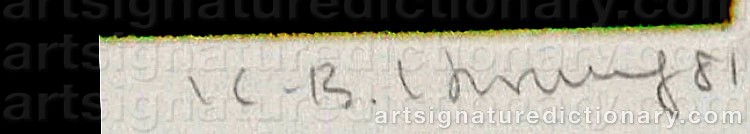 Authentic signature by Kyu-Baik HWANG on  artwork