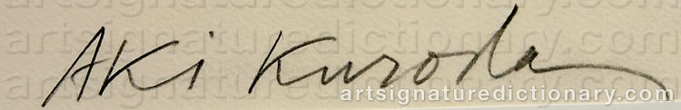 Authentic signature by Aki KURODA on  artwork