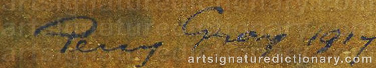 Authentic signature by Percy (Henry Percy) GRAY on Painting/Watercolour artwork
