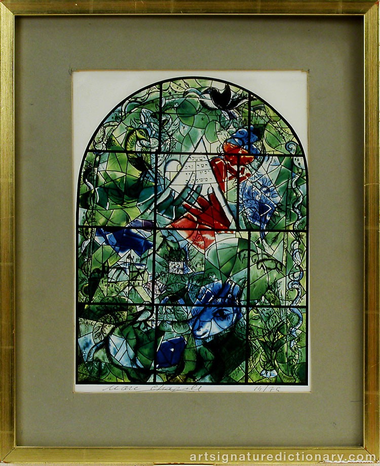 Close-up details showing Marc CHAGALL signature forgery characteristics