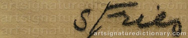 Authentic signature by S. FRIES on  artwork