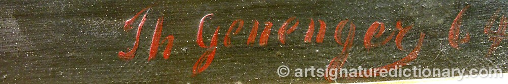 Authentic signature by Theodor GENENGER on  artwork