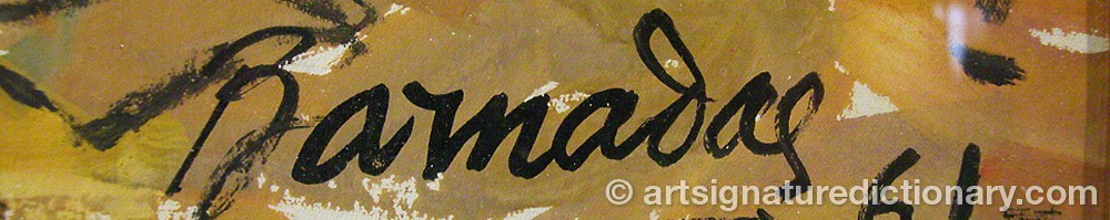 Authentic signature by Ramon BARNADAS on  artwork