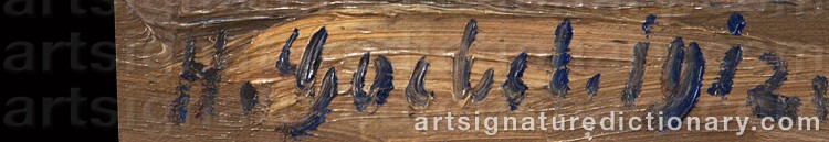 Authentic signature by Hermann GOEBEL on  artwork