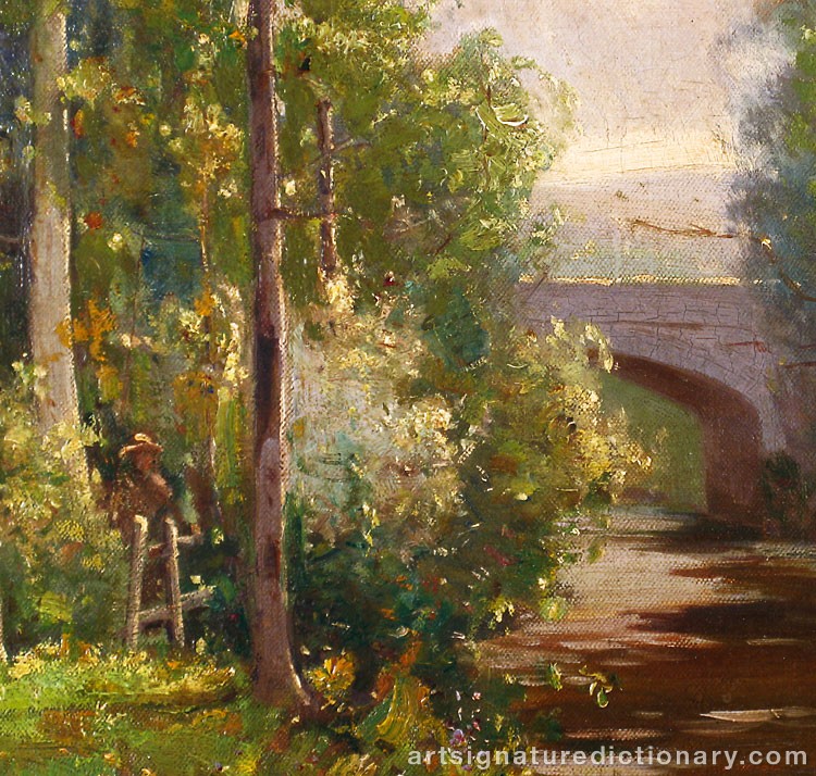 Close-up details showing Jean Baptiste Camille COROT signature forgery characteristics