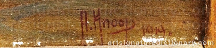 Authentic signature by August Hermann KNOOP on Painting/Watercolour artwork