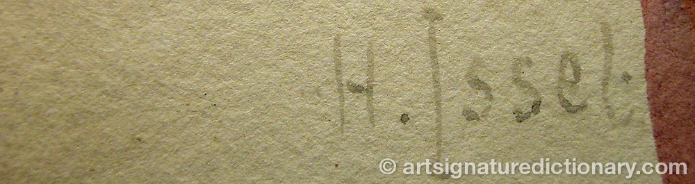Authentic signature by Heinrich ISSEL on  artwork