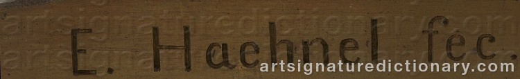 Authentic signature by Ernst Julius HÄHNEL on  artwork