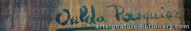 Authentic signature by Oulda PASQUIER on  artwork