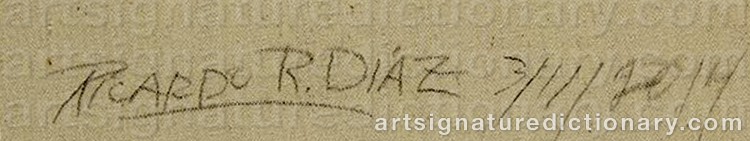 Authentic signature by Ricardo R. DIAZ on Painting/Watercolour artwork