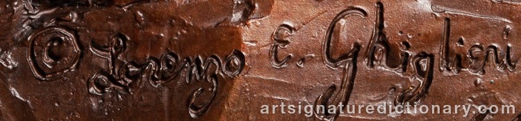 Authentic signature by Lorenzo E. GHIGLIERI on Sculpture artwork