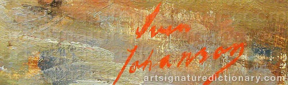 Authentic signature by Sven JOHANSSON on  artwork