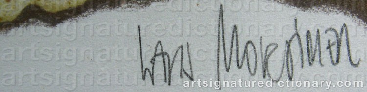 Authentic signature by Lars MORTIMER on  artwork