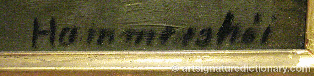 Authentic signature by Vilhelm HAMMERSHØI on  artwork