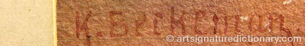Authentic signature by Knut BECKEMAN on  artwork
