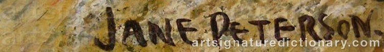 Authentic signature by Jane PETERSON on  artwork