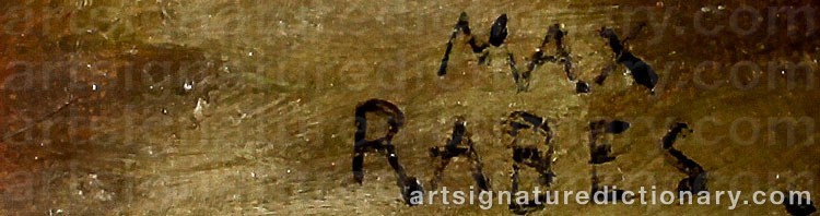 Authentic signature by Max RABES on Painting/Watercolour artwork