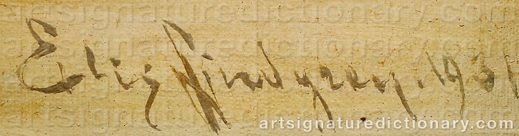 Authentic signature by Elis LINDGREN on Painting/Watercolour artwork