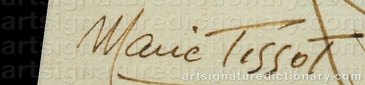 Authentic signature by Marie TISSOT on  artwork