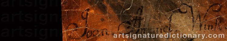 Authentic signature by Johann Amandus WINK on artwork