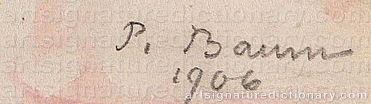 Authentic signature by Paul BAUM on artwork