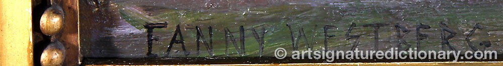 Authentic signature by Fanny WESTBERG on  artwork
