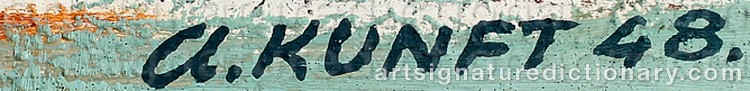 Authentic signature by Alfred KUNFT on  artwork