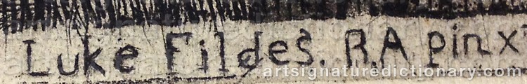 Authentic signature by Samuel Luke FILDES on Drawing/Graphic/Print artwork