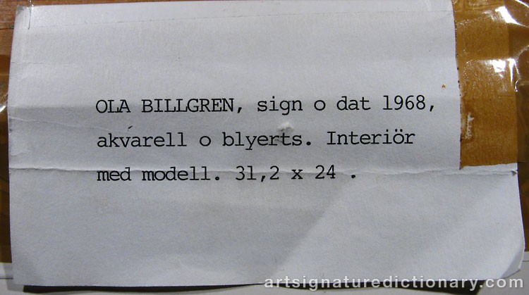 Close-up details showing Ola BILLGREN signature forgery characteristics